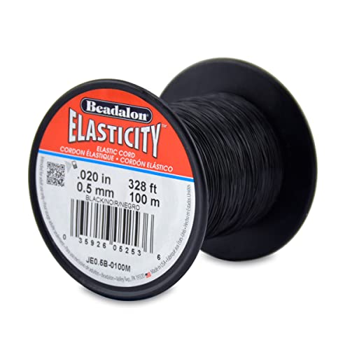 Beadalon Gummischlauch für Schmuckdraht, 0,5 mm, 100 m, elastisch, Schwarz von Beadalon