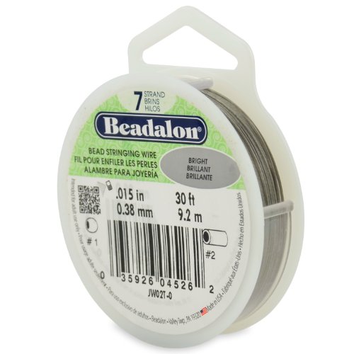 Beadalon JW02-T-0 Bead Stringing Wire 7-Strand 0.015" (0.38 mm) 30 ft (9.1 m) Bright Perlenbesaitungsdraht, hell von Beadalon