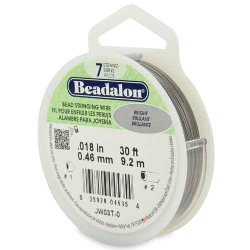 Beadalon JW03T-0 Perlenschnur 7-strängig, 0,46 mm, 9,1 m, hell Perlenbesaitungsdraht, Silber, 018 in / 0.46 mm von Beadalon