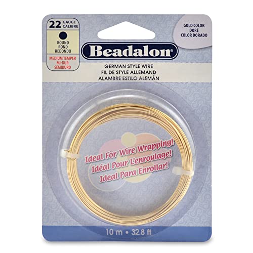 Beadalon Modellierdraht, 10 m, Draht, 22 Gauge, rund, vergoldet von Beadalon