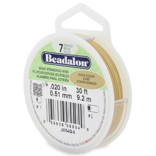 Beadalon Perlenschnur 7-strängig, 0,51 mm, 9,1 m, goldfarben Perlenbesaitungsdraht, Edelstahl, Gold, 0.51 mm von Beadalon