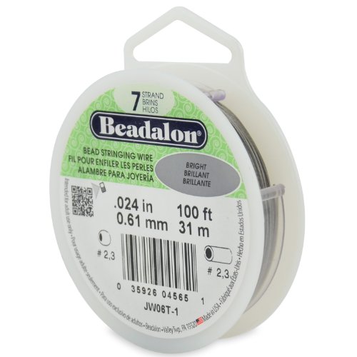 Beadalon Perlenschnur 7-strängig, 0,60 mm, 30,5 m, hell Perlenbesaitungsdraht, Edelstahl, 0.61 mm von Beadalon