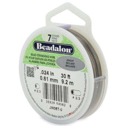 Beadalon Perlenschnur 7-strängig, 0,60 mm, 9,1 m, hell Perlenbesaitungsdraht, Edelstahl, 0.61 mm von Beadalon