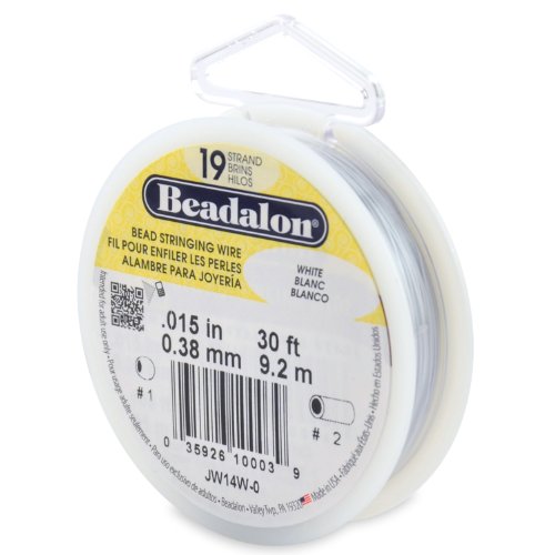 Beadalon Saitendraht, 19 Stränge, 0,38 mm Durchmesser, 30 Fuß/Pkg, Weiß von Beadalon