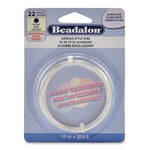 Beadalon Schmuckdraht Basteldraht, 10 m, Draht, 22 Gauge, rund, versilbert von Beadalon