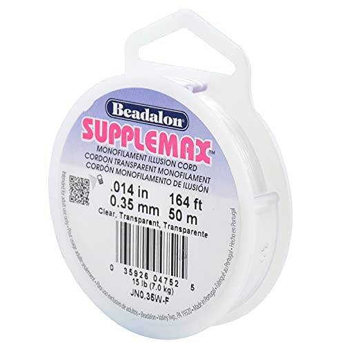 Beadalon Supplemax Nylonperlen, 0,35 mm, 50 m, transparent Monofile Illusionsschnur, Nylon, farblos, 0.35 mm / .14 in-50 m / 164 ft von Beadalon