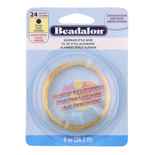 Beadalon Wickeldraht im deutschen Stil, rund, Satin-Goldfarbe, 24 Gauge, 8 m Beadalon Wickeldraht im deutschen Stil, rund, Satin-Goldfarbe, 24 Gauge, 8 m von Beadalon