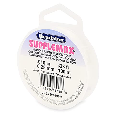 SuppleMax Illusion Perlenschnur, 0,25 mm, transparentes Monofilament, 100 m von Beadalon