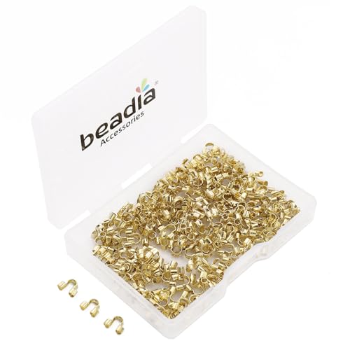 BEADIA 14 Karat vergoldete U-förmige Endkappen, 6 x 5 mm, 200 Stück für Schmuckherstellung BEADIA 14 Karat vergoldete U-förmige Endkappen, 6 x 5 mm, 200 Stück für Schmuckherstellung von Beadia