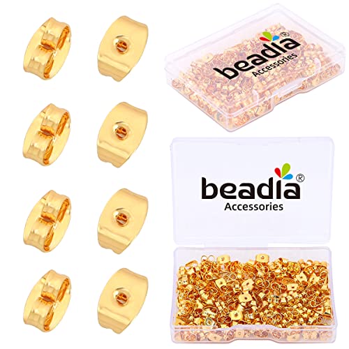 BEADIA 18 Karat vergoldete Schmetterlingsohrring-Rücklaufstopper, 4 x 6 mm, 200 Stück als Ersatz für DIY-Schmuckherstellung BEADIA 18 Karat vergoldete Schmetterlingsohrring-Rücklaufstopper, 4 x 6 mm, 200 Stück als Ersatz für DIY-Schmuckherstellung von Beadia