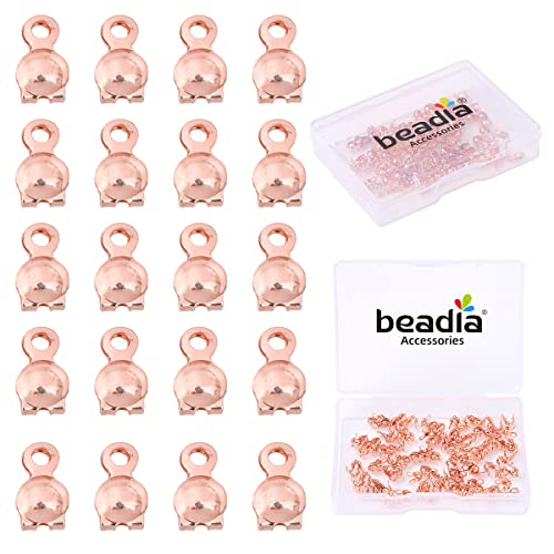 BEADIA Endkappen mit Rotgold, läuft nicht an, 3 x 6 mm, 200 Stück, für Schmuckherstellung von Beadia
