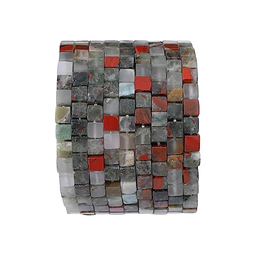 BEADIA Natürliche Blutstein-Perlen, quadratisch, 4 x 4 mm, 85 Stück, Würfel, lose Halbedelstein-Perlen für Schmuckherstellung, Design von Beadia