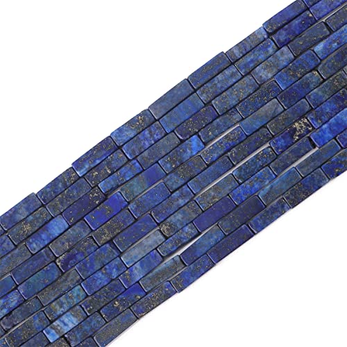 BEADIA Natürliche Lapislazuli-Röhrenperlen, rechteckig, 4 x 13 mm, 40 cm/Strang, Steinperlen für Schmuckherstellung von Beadia