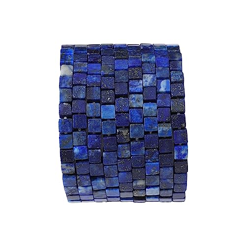 BEADIA Natürliche Lapislazuli quadratische Steinperlen 4 x 4 mm 85 Stück Würfel lose Halbedelstein Perlen für Schmuckherstellung Design von Beadia