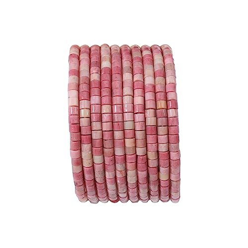 BEADIA Natürliche Rhodochrosit kurze Zylinderperlen 2 x 3 mm 155 Stück Röhrchen lose Halbedelstein Perlen für Schmuckherstellung Design von Beadia