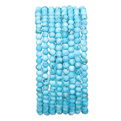 BEADIA Natürliche blaue türkisfarbene Steine, runde lose Halbedelstein-Perlen für Schmuckherstellung, 3–3,5 mm, 38 cm/Strang von Beadia