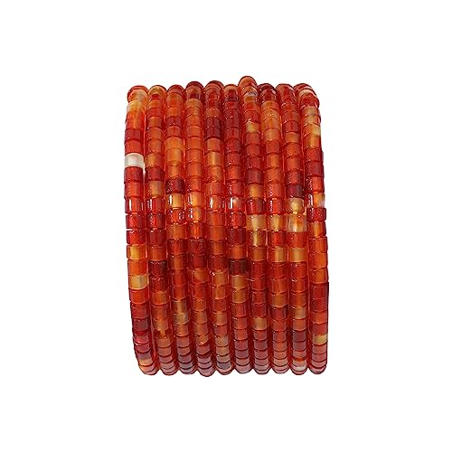 BEADIA Natürliche rote Achat kurze Zylinderperlen 2 x 3 mm 155 Stück Röhrchen lose Halbedelstein Perlen für Schmuckherstellung Design von Beadia