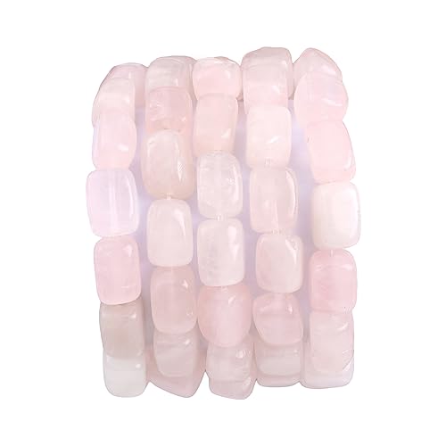 BEADIA Natürlicher Rosenquarz Quader Stein lose Halbedelstein Perlen für Schmuckherstellung 8mmx12mm 38cm/Strang von Beadia