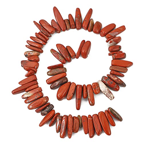 BEADIA Natürlicher roter Stein, unregelmäßige Tropfenform, Steinperlen, 1 cm - 3 cm, lose Halbstein-Perlen für Schmuckherstellung, 38,1 cm/Strang von Beadia