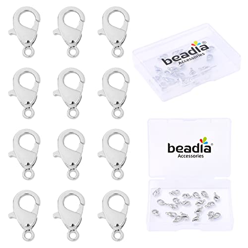 BEADIA Platinbeschichtete Karabinerverschlüsse, läuft nicht an, 12 mm, 20 Stück, für Schmuckherstellung von Beadia