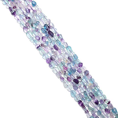 BEADIA Unregelmäßiger natürlicher Fluorit-Stein, lose Halbedelstein-Perlen für Schmuckherstellung, 5–8 mm, 38 cm von Beadia