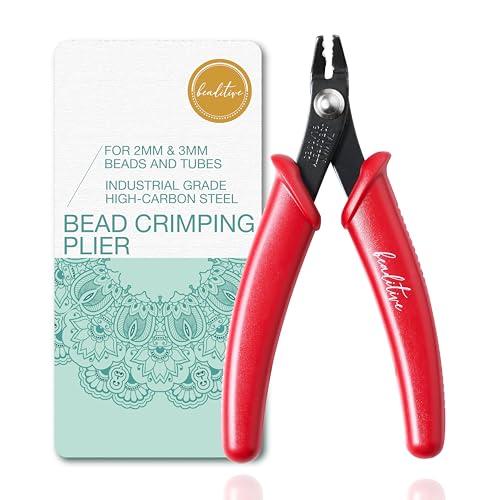 Beaditive Perlen-Crimpzange für 2 mm und 3 mm Perlen und Röhren, 12,7 cm (5 Zoll) (Rot) von Beaditive
