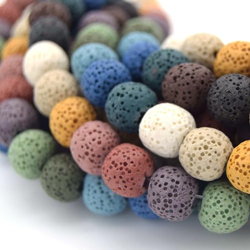 Lava-Perlen, Regenbogenfarben, runde Diffusor-Perlen, 12 mm von Beadlanta