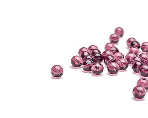 Beads Unlimited Gepresstes Violettes Glas, rund, 8 mm, 50 Stück von Beads Unlimited