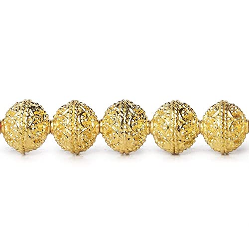 Beads of Cambay Runde Bali-Perlen, 8 mm, 22 kt vergoldetes Kupfer, Schmuckherstellung, für Armbänder, Halsketten, Ohrringe, Fußkettchen, DIY-Charms, 20,3 cm, 25 Stück Beads of Cambay Runde Bali-Perlen, 8 mm, 22 kt vergoldetes Kupfer, Schmuckherstellung, für Armbänder, Halsketten, Ohrringe, Fußkettchen, DIY-Charms, 20,3 cm, 25 Stück von Beads of Cambay
