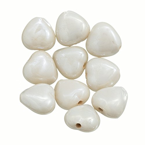 Glänzend Elfenbein Perle Glanz Glas Herz Perlen 13 mm PK10 Glänzend Elfenbein Perle Glanz Glas Herz Perlen 13 mm PK10 von BeadsJar