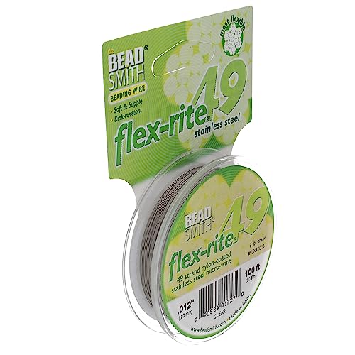 49 Strand Flex Rite Beading Stringing Wire .012 Inch 100 Feet Professional Nylon Coated Stainless Steel for Small Hole Beads by BeadSmith Flex Rite von The Beadsmith
