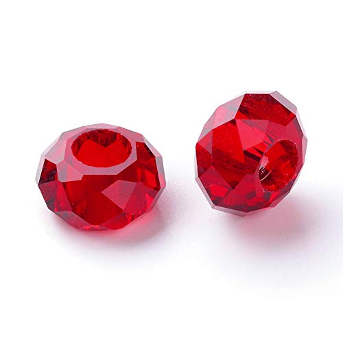 Beadthoven europäische Glasperlen, großes Loch, facettierte Rondelle, passend für 5 mm Schlangenkettenarmbänder und Halsketten, Schmuckherstellung, 14 x 8 mm, 100 Stück von BB Beadthoven