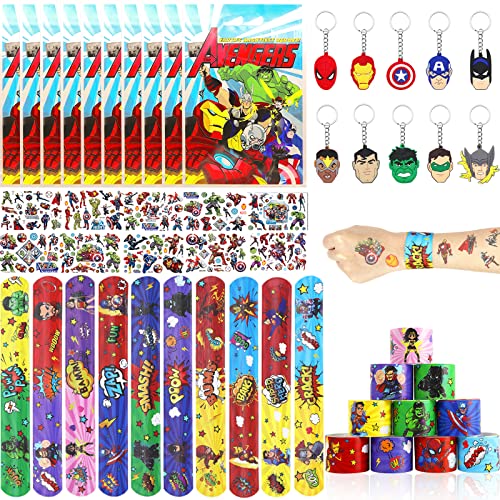 Beamely Party Mitgebsel Kindergeburtstag, 40 Stück Avenger Spielzeuge mit Slap Armbänder, Aufklebern, Schlüsselanhänger, Candy Tüten für Jungen MädchenGeburtstagsgeschenk Favors (Avengerss) von Beamely