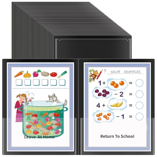 Kommunikationsmappe für Eltern und Lehrer, mit transparenter Vordertasche, 2 Taschen, für Zuhause, Schule, Hausaufgabenordner für Studenten, Klassenzimmer, 36 Stück, Schwarz von BeapTcely