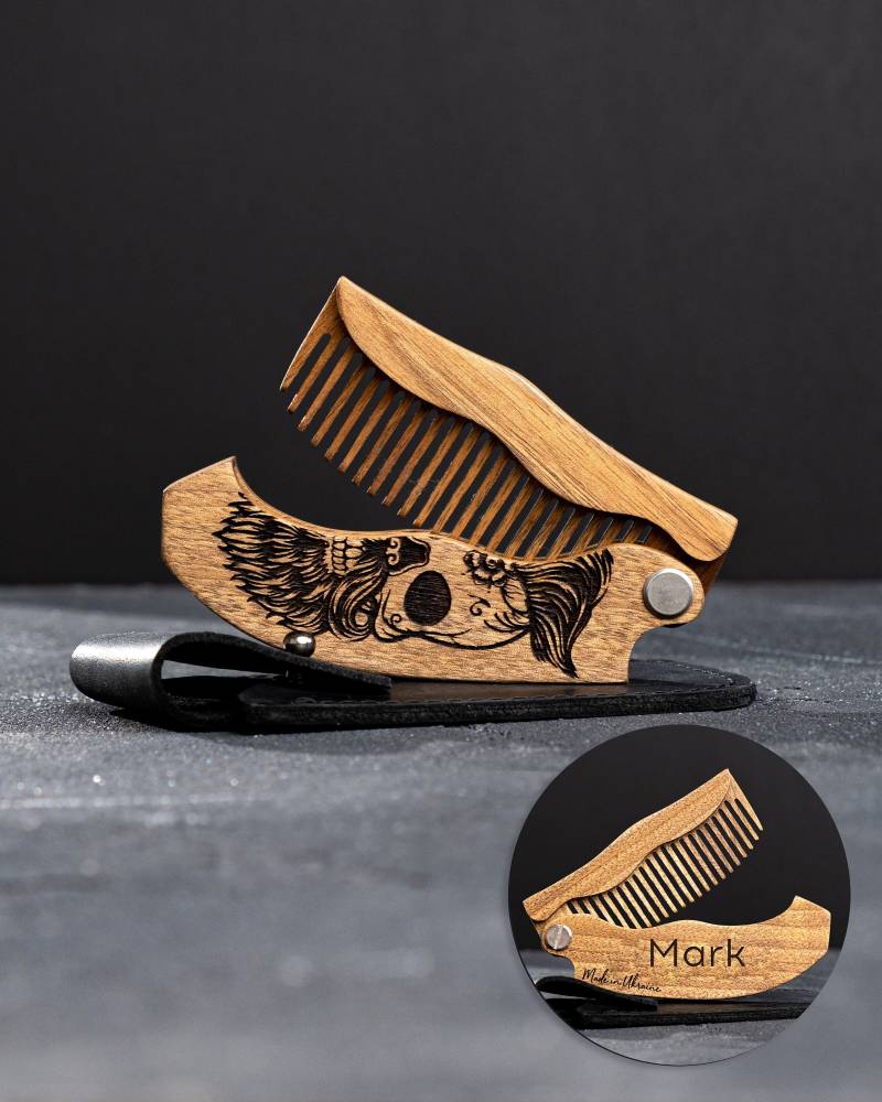 Holz Bartkamm, Jahrestag Geschenke Für Ihn, Freund Geschenk, Trauzeugen Geschenke, Bartpflege, Haarkamm Männer, Individuelle Bartbürste Bart Geschenk von BeardedOnly