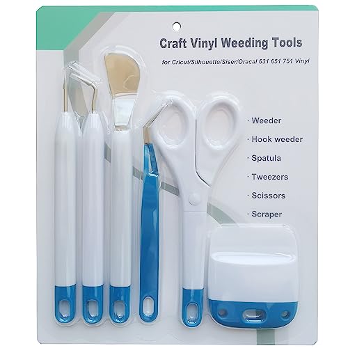 Craft Jäten Werkzeuge für Vinyl, 6 Stück Craft Vinyl Jäten Werkzeug Kit, Basic Tool Set für Silhouette Cameo Crafting und DIY (Pfauenblau) von Beasert