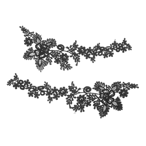 Beatifufu 1 Paar Schwarze Blumenstickerei Spitzenkragen Patches Diy Blumenborte für Kleider Hochzeitsmode und Kreative Nähprojekte von Beatifufu