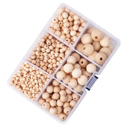 Beatifufu 1 Schachtel Fächer Holzperlen Natur Rund DIY Bastelperlen mit Glatter Oberfläche Auffädeln für Schmuckherstellung Makramee Deko Holzdeko DIY Projekte von Beatifufu