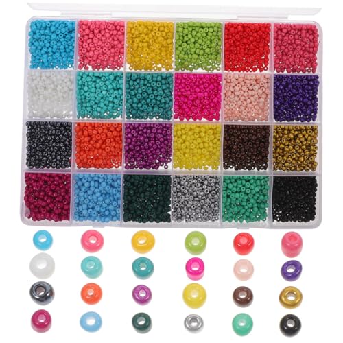 Beatifufu 1 Schachtel Farben Glasperlen für DIY Schmuckherstellung Runde Perlen Dekorative Spacer Perlen für Armbänder und für Kreative Projekte von Beatifufu