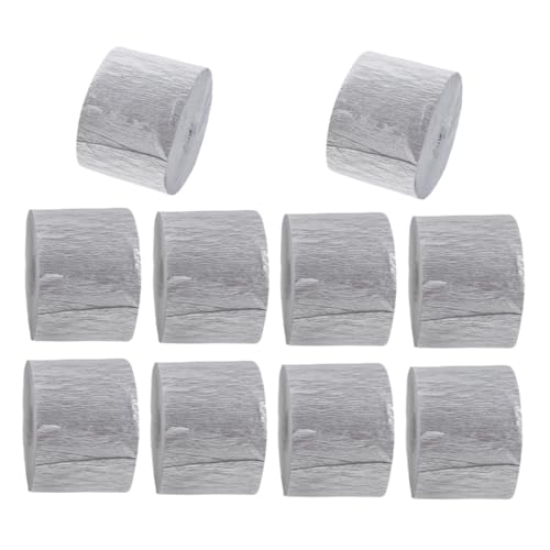 Beatifufu 10 Rollen Krepppapier Bänder Flexible Papier-streamer in Silber Vielseitig für Geburtstag Hochzeit Shower DIY Partydekorationen Bunte Festtags-deko von Beatifufu