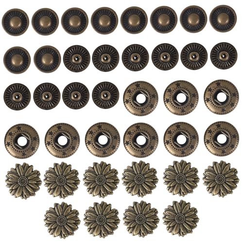 Beatifufu 10 Sätze Teiliges Vintage Metall Snap Fasteners Druckknöpfe für Kleidung und Taschen Langlebige Rostfreie DIY Handwerksknöpfe Dekorative Verschlüsse für Mäntel und Accessoires Beatifufu 10 Sätze Teiliges Vintage Metall Snap Fasteners Druckknöpfe für Kleidung und Taschen Langlebige Rostfreie DIY Handwerksknöpfe Dekorative Verschlüsse für Mäntel und Accessoires von Beatifufu