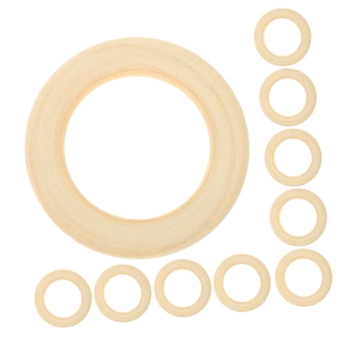 Beatifufu 10 Stück Natürliche Holzringe Unvollendete Holzkreise für DIY Makramee Schmuckherstellung Blumenkranz Bastelprojekte Holzbastelbedarf von Beatifufu