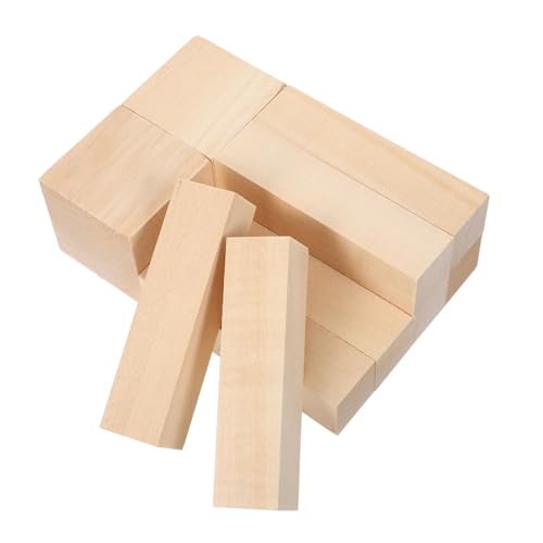 Beatifufu 10 Stück Schnitzblock aus Lindenholz Holzschnitzblock Holzschnitzerei Holzmaterial schnitzen Basswood Art Block unvollendete Bassholzblöcke unfertige Holzblöcke Khaki von Beatifufu