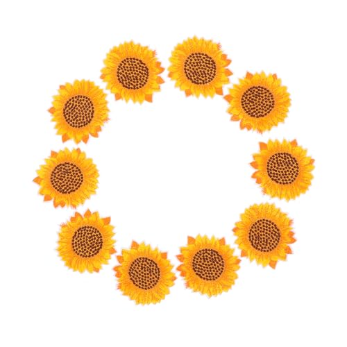 Beatifufu 10 Stück Sonnenblumen Stickerei Aufnäher Bestickte Stoffblumen Patches zum Aufnähen Langlebige Farbechte DIY Kleidung Dekoration für Kleidung Bastelprojekte von Beatifufu