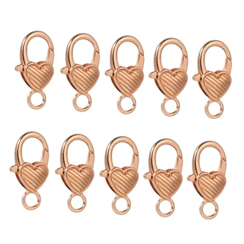 Beatifufu 10 Stück Teiliges Herzförmiger Lobster Verschluss aus Legierung Leichter Vielseitiger Karabinerverschluss in Antik-gold für Taschen Gepäck DIY Schmuck und Halsketten von Beatifufu