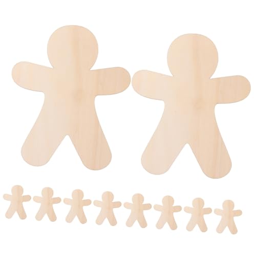 Beatifufu 10 Stück Teiliges Holz Deko Lebkuchenmann Ornamente zum Bemalen Glatte Oberfläche DIY Weihnachtsbaumschmuck für Fenster Party Kreative Bastel Holzanhänger von Beatifufu