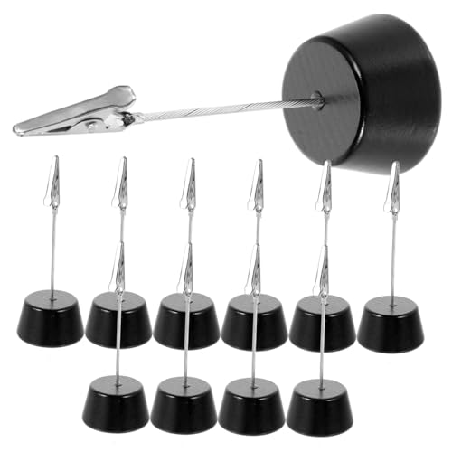 Beatifufu 10 Stück Teiliges Holz Fotohalter Tischkartenhalter Multifunktionale Memo Clips für Büro und Tischdekoration Praktische Notiz Bilderhalter Stabile Kartenclips Schwarz von Beatifufu