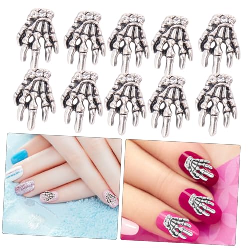 Beatifufu 10 Stück Teiliges Nageldekoration aus Legierung Skelett Hand Design DIY Maniküre Zubehör für Natürliche und Künstliche Nägel Selbstklebend für Halloween Party und Kreative Nail Art Beatifufu 10 Stück Teiliges Nageldekoration aus Legierung Skelett Hand Design DIY Maniküre Zubehör für Natürliche und Künstliche Nägel Selbstklebend für Halloween Party und Kreative Nail Art von Beatifufu