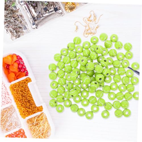 Beatifufu 100 Stück Acryl Großlochperlen Grün DIY Tennis Perlen Runde Schmuckperlen für Armband Halskette Basteln Langlebige Zubehör für Schmuckherstellung und Dekoration von Beatifufu