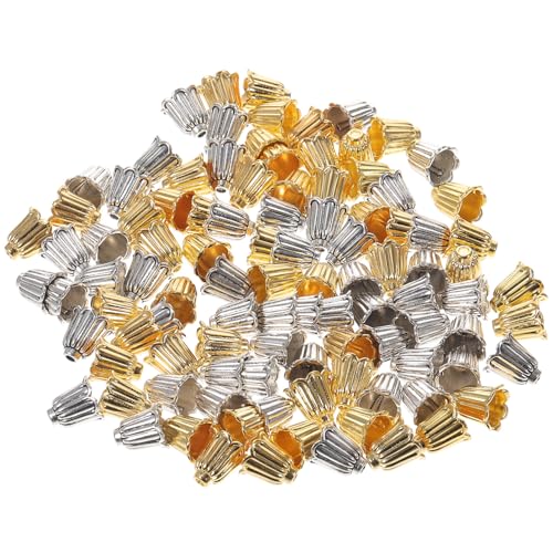 Beatifufu 100 Stück Blumenperlenkappen Antik Legierung Spacer Beads Caps für DIY Schmuck Ohrhängern und Bastelarbeiten Gold Silber von Beatifufu
